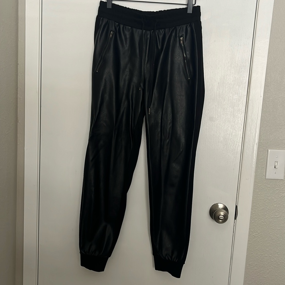 Faux leather joggers